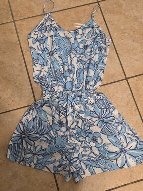 Blue Floral Mini Dress with Spaghetti Straps